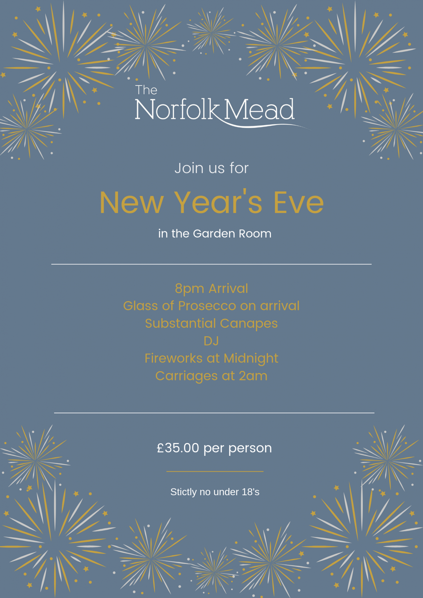 Norfolk Mead NYE in the Garden Room